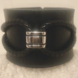 Black leather infinity cuff